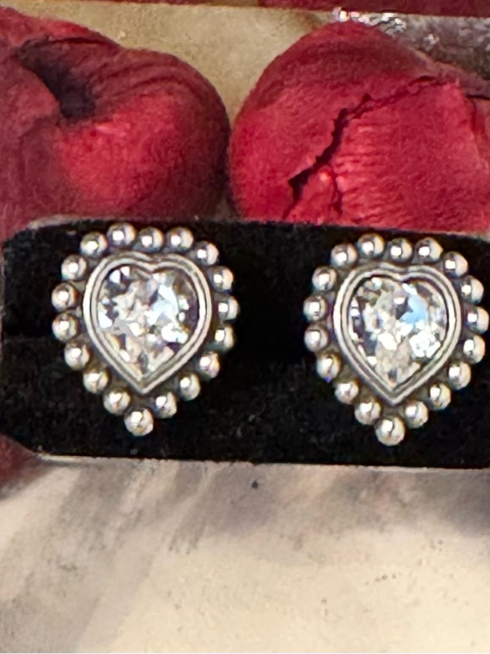 Brighton Twinkle Silver Heart Crystal Stud Earrings